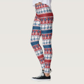 Red Blue Striped Noors patroon Leggings (Links)