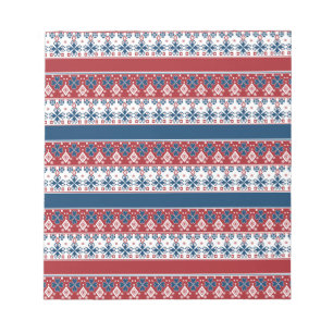 Red Blue Striped Noors patroon Notitieblok