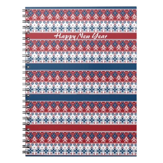 Red Blue Striped Noors patroon Notitieboek (Voorkant)