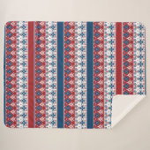 Red Blue Striped Noors patroon Sherpa Deken (Voorkant (horizontaal))