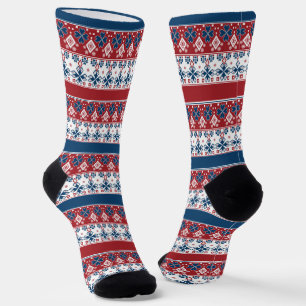 Red Blue Striped Noors patroon Sokken