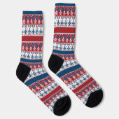 Red Blue Striped Noors patroon Sokken (Rechts)