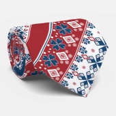 Red Blue Striped Noors patroon Stropdas (Opgerold)