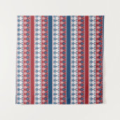 Red Blue Striped Noors patroon Wandkleed (Voorkant (horizontaal))