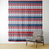 Red Blue Striped Noors patroon Wandkleed (In situ)