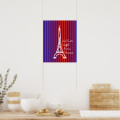 red blue stripes Eiffel paris Poster (Keuken)