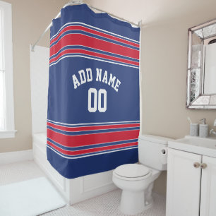 Red Blue Stripes Sports Jersey U kunt COLOR wijzig Douchegordijn