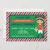 Red Blue Tan Girl Birthday Invitation Kaart (Voorkant)