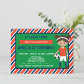 Red Blue Tan Girl Birthday Invitation Kaart (Staand voorkant)
