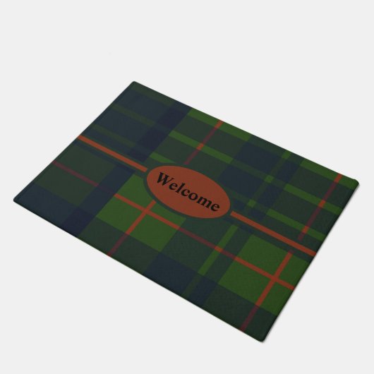 Red Blue Tartan Pset Scottish Pset Deurmat (Schuin)