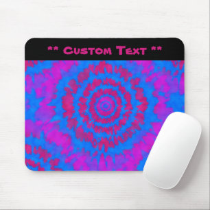 Red & Blue Tie Dye Mouse Pad w/ Custom Text Muismat