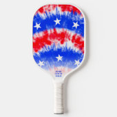 Red Blue Tie Dye Stripes, White Stars Custom Pickleball Paddle (Voorkant)