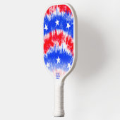 Red Blue Tie Dye Stripes, White Stars Custom Pickleball Paddle (Links)