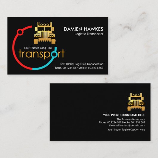 Red Blue Transport Global Orbits Logistics Driver Visitekaartje (Voorkant / Achterkant)