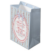 Red & Blue Vintage Fancy Floral Baby Shower Favors Medium Cadeauzakje (Voorkant Gekanteld)