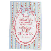 Red & Blue Vintage Fancy Floral Baby Shower Favors Medium Cadeauzakje (Achterkant)