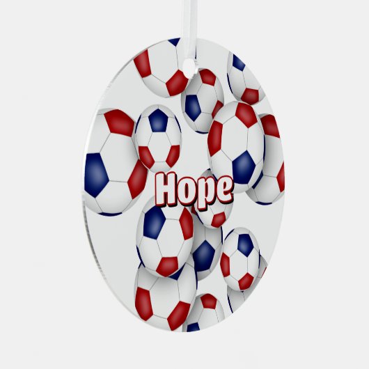 Red Blue voetballen Sportsouvenir Metalen Ornament (Voorkant Rechts)