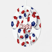 Red Blue voetballen Sportsouvenir Metalen Ornament (Voorkant links)