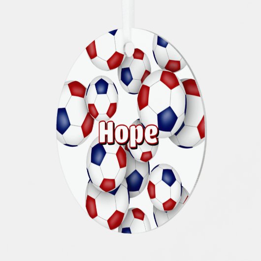 Red Blue voetballen Sportsouvenir Metalen Ornament (Voorkant links)