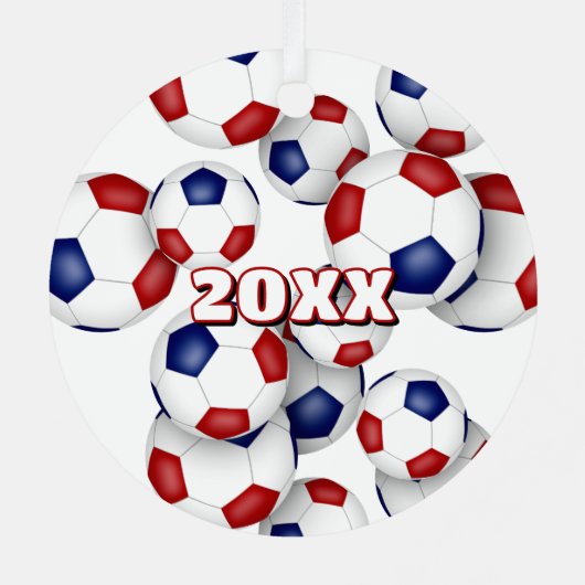 Red Blue voetballen Sportsouvenir Metalen Ornament (Achterkant)