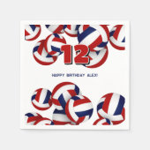 Red Blue Volleyballs Jongens Meisjes Verjaardagsfe Servet (Voorkant)