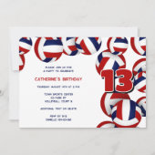 Red Blue Volleyballs Meisjes Verjaardagsfeest Kaart (Voorkant)