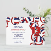 Red Blue Volleyballs Meisjes Verjaardagsfeest Kaart (Staand voorkant)