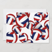 Red Blue Volleyballs Meisjes Verjaardagsfeest Kaart (Achterkant)