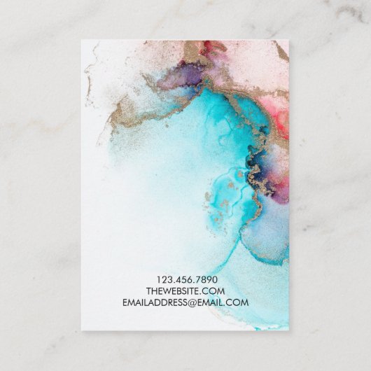 Red Blue Waterverf Gold Earring Display Kaart Visitekaartje (Achterkant)