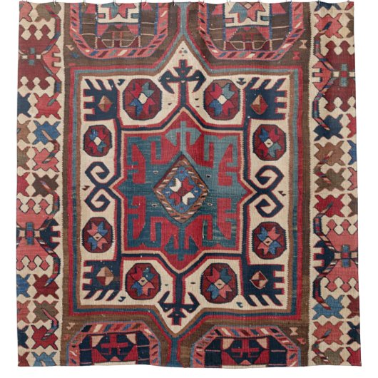 Red Blue Western Santa Fe Cowboy Douchegordijn (Voorkant)