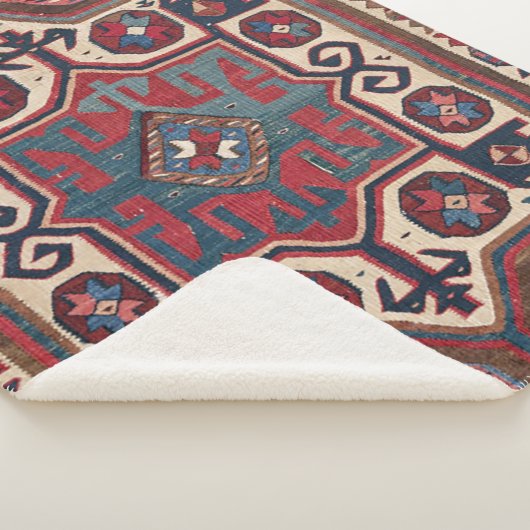 Red Blue Western Santa Fe Cowboy   Sherpa Deken (3/4)