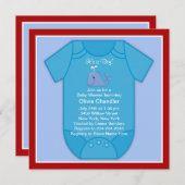 Red Blue Whale Baby shower Kaart (Voorkant / Achterkant)