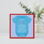 Red Blue Whale Baby shower Kaart (Staand voorkant)