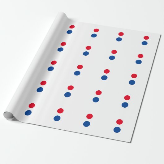 Red Blue White Aangepaste kleuren pooldots patrone Cadeaupapier (Uitgerold)