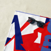 Red Blue White Abstracte Summer Vibes Beach Towel Strandlaken (In situ)
