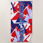 Red Blue White Abstracte Summer Vibes Beach Towel Strandlaken (Voorkant)