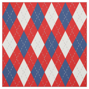 Red Blue White Argyle Patroon Stof