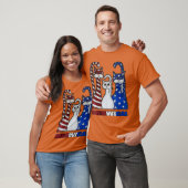 Red Blue White Cat American Flag Patriotic Plus T-shirt (Unisex)