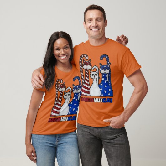 Red Blue White Cat American Flag Patriotic Plus T-shirt (Unisex)