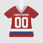 Red/Blue/White Custom Hockey Jersey Ornament (achterkant)