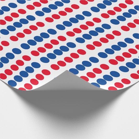 Red Blue White Custom Polka Dots Pattern 2023 Cadeaupapier (Hoek)