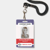 Red Blue White Foto Barcode Logo Medische staf Badge (Voorzijde met lanyard)