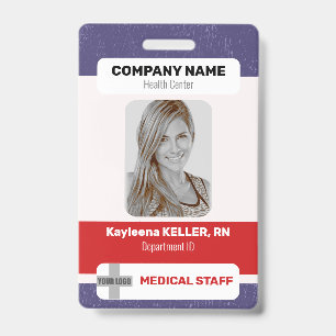 Red Blue White Foto Barcode Logo Medische staf Badge