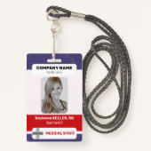 Red Blue White Foto Barcode Logo Medische staf Badge (Voorkant met draagriem)