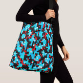 Red Blue White Pixel Abstract Patroon Crossbody Tas (Dichtbij)
