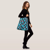 Red Blue White Pixel Abstract Patroon Crossbody Tas (Op model)