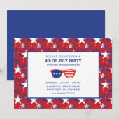 Red Blue White Stars uitnodiging (Voorkant / Achterkant)