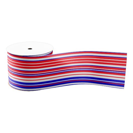 Red Blue White Stripes Cool Modern Unisex Pattern Grosgrain Lint (Spoel)