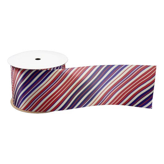 Red Blue White Stripes Cool Modern Unisex Pattern Satijnen Lint (Spoel)