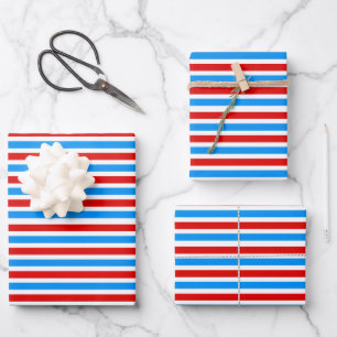 Red Blue White Stripes Onafhankelijkheidsdag Inpakpapier Vel